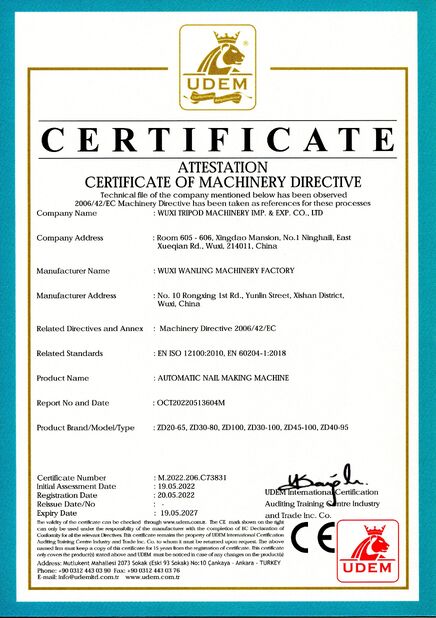 Cina Wuxi Tripod Machinery Imp. & Exp. Co., Ltd. Sertifikasi