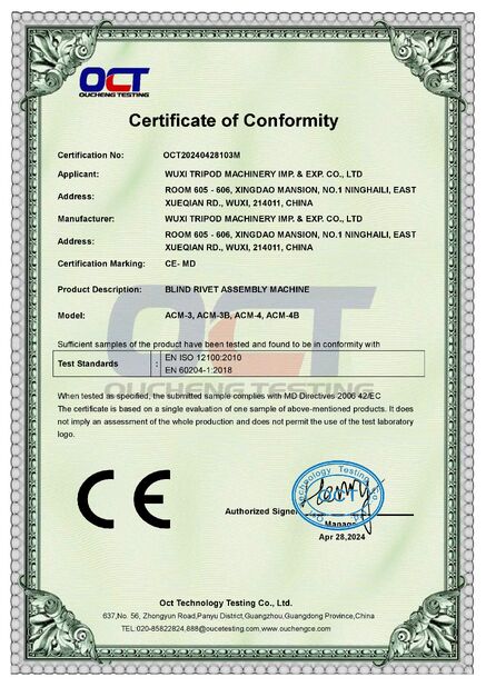 Cina Wuxi Tripod Machinery Imp. & Exp. Co., Ltd. Sertifikasi