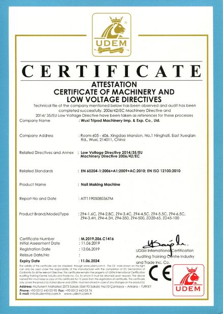 Cina Wuxi Tripod Machinery Imp. &amp; Exp. Co., Ltd. Sertifikasi